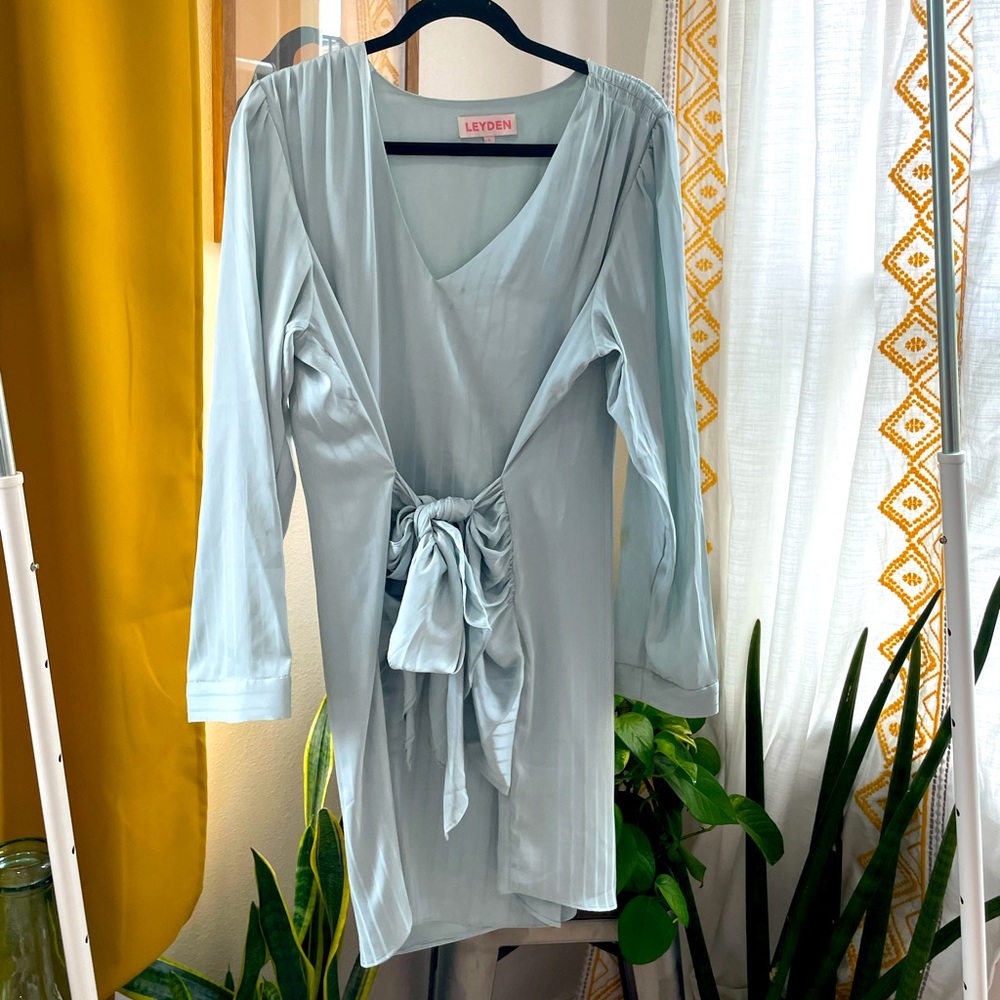Leyden Sheath Tie Waist Striped Formal Dress